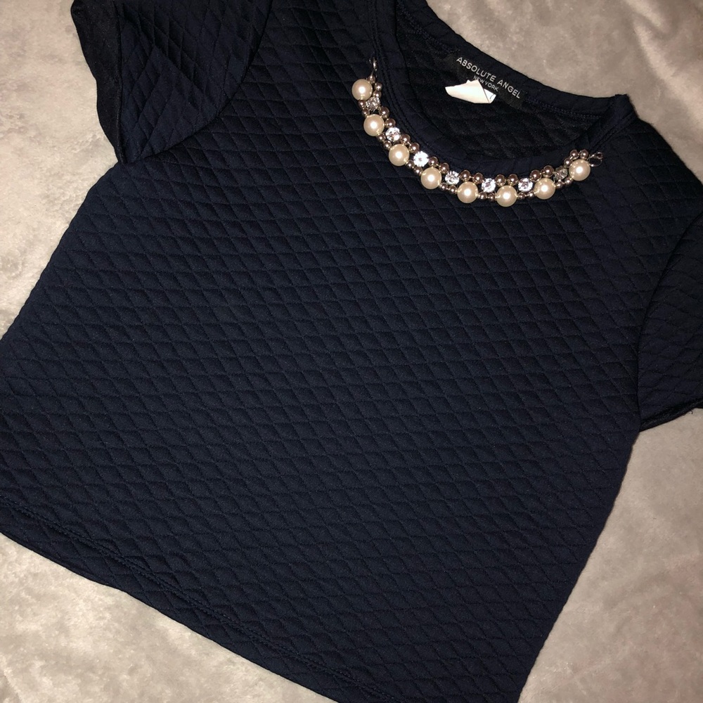 Plush Cropped Top with Necklace